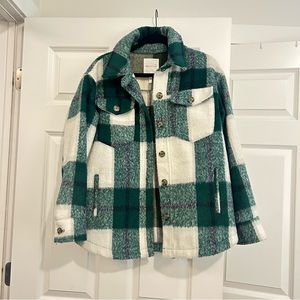 Avec Les Filles Green Blue Plaid Shacket Medium Anthropologie